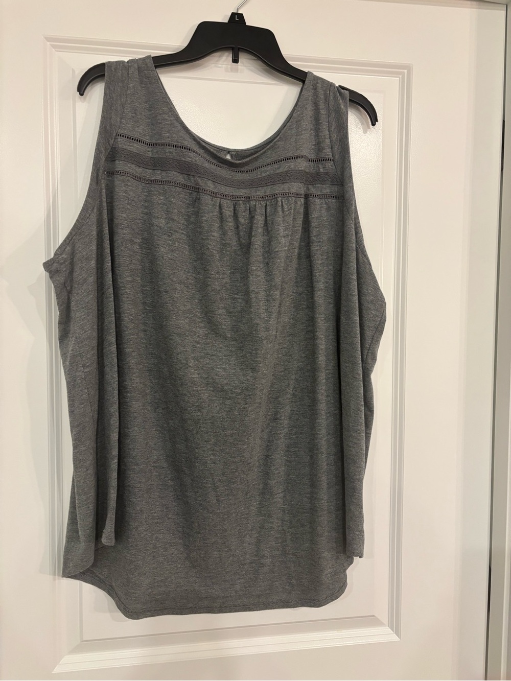 Sonoma Gray Sleeveless Tank with Lace Yoke